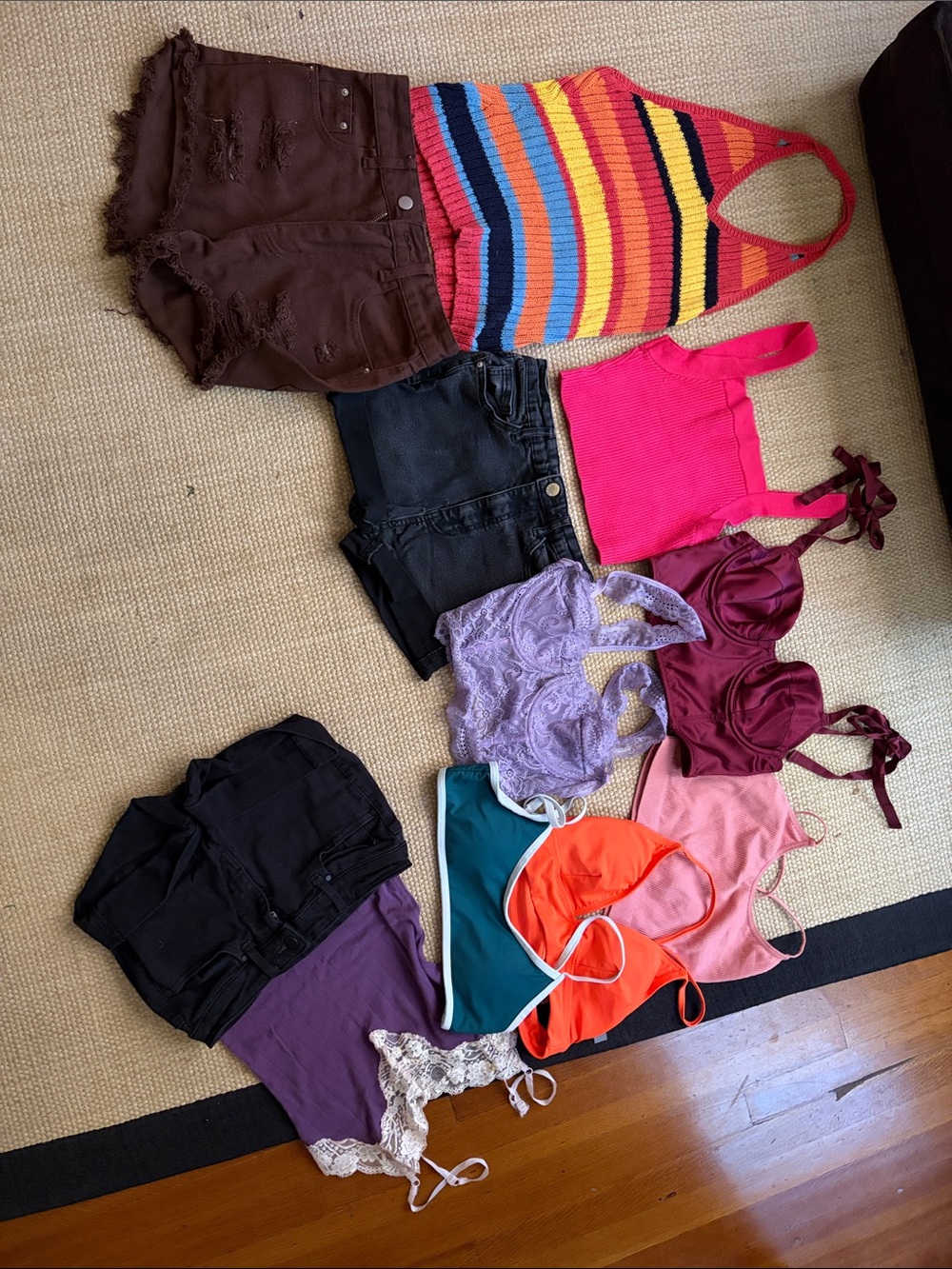 SHEIN Rainbow Striped Halter Knit Crop Top with Assorted Bright Tanks